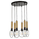 GLOBOSTAR® OLVERO 00774 Μοντέρνο Κρεμαστό Φωτιστικό Οροφής με Ντουί 6 x E27 AC 220-240V IP20 - Μαύρο & Χρυσό - Μ55 x Π55 x Y130cm - Image 6