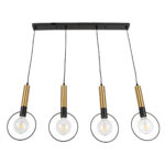 GLOBOSTAR® OLVERO 00775 Μοντέρνο Κρεμαστό Φωτιστικό Οροφής με Ντουί 4 x E27 AC 220-240V IP20 - Μαύρο & Χρυσό - Μ90 x Π18 x Y130cm - Image 4
