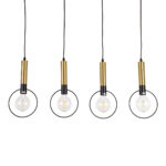 GLOBOSTAR® OLVERO 00775 Μοντέρνο Κρεμαστό Φωτιστικό Οροφής με Ντουί 4 x E27 AC 220-240V IP20 - Μαύρο & Χρυσό - Μ90 x Π18 x Y130cm - Image 5