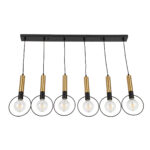 GLOBOSTAR® OLVERO 00776 Μοντέρνο Κρεμαστό Φωτιστικό Οροφής με Ντουί 6 x E27 AC 220-240V IP20 - Μαύρο & Χρυσό - Μ110 x Π18 x Y130cm - Image 5