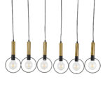 GLOBOSTAR® OLVERO 00776 Μοντέρνο Κρεμαστό Φωτιστικό Οροφής με Ντουί 6 x E27 AC 220-240V IP20 - Μαύρο & Χρυσό - Μ110 x Π18 x Y130cm - Image 6