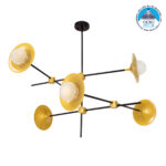 GLOBOSTAR® JOLIET 00780 Μοντέρνο Φωτιστικό Οροφής με Ντουί 6 x G9 AC 220-240V IP20 - Μαύρο & Χρυσό - Μ93 x Π93 x Υ87cm