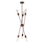 GLOBOSTAR® ZANE 00785 Μοντέρνο Φωτιστικό Οροφής με Ντουί 6 x E27 AC 220-240V IP20 - Χάλκινο - Μ70 x Π70 x Υ100cm - Image 6