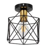 GLOBOSTAR® TRON 00792 Μοντέρνο Φωτιστικό Οροφής με Ντουί 1 x E27 AC 220-240V IP20 - Μαύρο & Χρυσό - Μ18 x Π18 x Υ19.5cm - Image 5