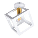 GLOBOSTAR® CUBE 00800 Μοντέρνο Φωτιστικό Οροφής με Ντουί 1 x E27 AC 220-240V IP20 - Λευκό & Χρυσό - Μ25 x Π25 x Υ25cm - Image 4