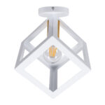 GLOBOSTAR® CUBE 00800 Μοντέρνο Φωτιστικό Οροφής με Ντουί 1 x E27 AC 220-240V IP20 - Λευκό & Χρυσό - Μ25 x Π25 x Υ25cm - Image 5