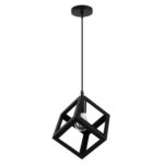GLOBOSTAR® CUBE 00801 Μοντέρνο Κρεμαστό Φωτιστικό Οροφής με Ντουί 1 x E27 AC 220-240V IP20 - Μαύρο - Μ25 x Π25 x Υ25cm - Image 3