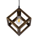 GLOBOSTAR® CUBE 00803 Μοντέρνο Κρεμαστό Φωτιστικό Οροφής με Ντουί 1 x E27 AC 220-240V IP20 - Χάλκινο Εφέ Σκουριάς - Μ25 x Π25 x Υ25cm - Image 5