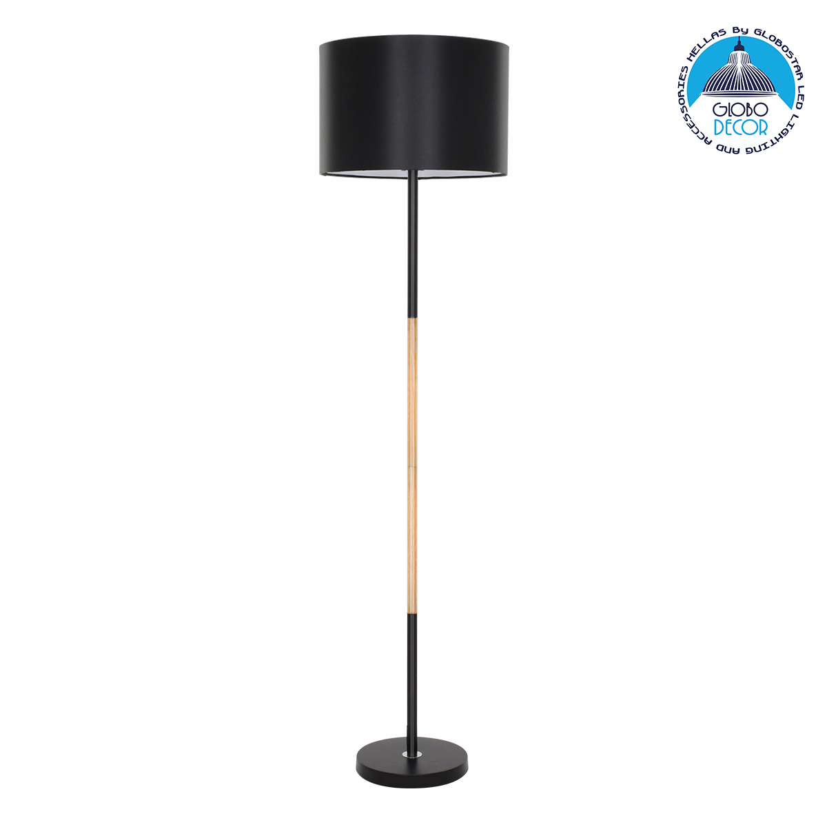 00824_1 GLOBOSTAR® ASHLEY 00824 Μοντέρνο Επιδαπέδιο Φωτιστικό με Ντουί 1 x E27 AC 220-240V IP20 - Μαύρο & Μπεζ - Μ40 x Π40 x Υ145cm - Image 1