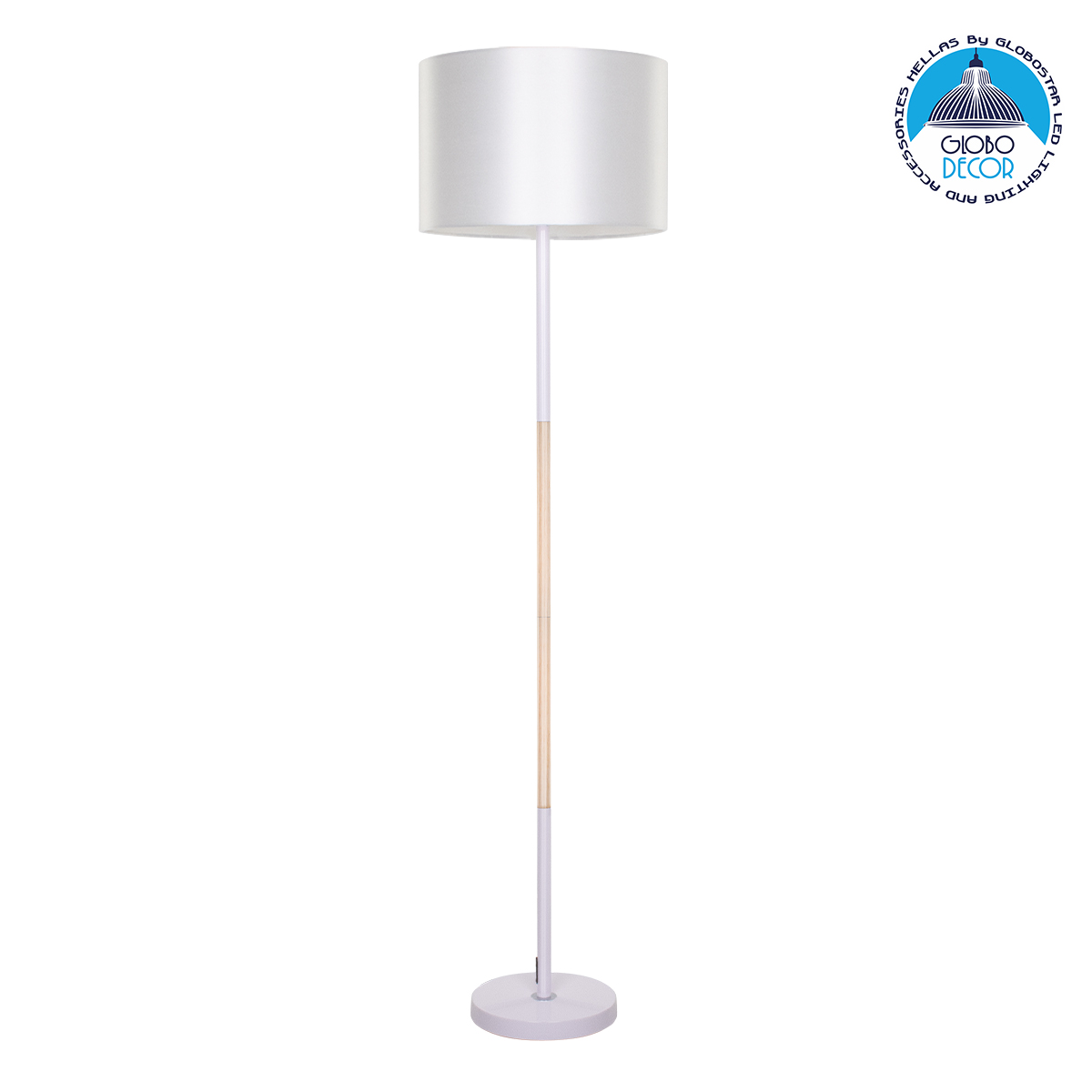 00826_1 GLOBOSTAR® ASHLEY 00826 Μοντέρνο Επιδαπέδιο Φωτιστικό με Ντουί 1 x E27 AC 220-240V IP20 - Λευκό & Μπεζ - Μ40 x Π40 x Υ145cm - Image 1