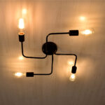 GLOBOSTAR® LIBERTA 00838 Vintage Φωτιστικό Οροφής με Ντουί 4 x E27 AC 220-240V IP20 - Μαύρο - Μ44.5 x Π44.5 x Υ12cm - Image 3
