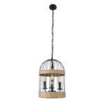 GLOBOSTAR® MERLIN 00865 Vintage Κρεμαστό Φωτιστικό Οροφής με Ντουί 3 x E14 AC 220-240V IP20 - Μαύρο & Μπεζ - Μ28 x Π28 x Υ40cm - Image 4