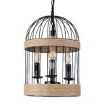 GLOBOSTAR® MERLIN 00865 Vintage Κρεμαστό Φωτιστικό Οροφής με Ντουί 3 x E14 AC 220-240V IP20 - Μαύρο & Μπεζ - Μ28 x Π28 x Υ40cm - Image 5