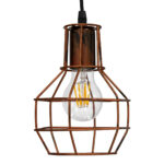GLOBOSTAR® CAGE 00866 Vintage Κρεμαστό Φωτιστικό Οροφής με Ντουί 1 x E27 AC 220-240V IP20 - Χάλκινο - Μ15 x Π15 x Υ22cm - Image 5