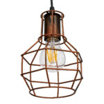 GLOBOSTAR® CAGE 00866 Vintage Κρεμαστό Φωτιστικό Οροφής με Ντουί 1 x E27 AC 220-240V IP20 - Χάλκινο - Μ15 x Π15 x Υ22cm - Image 6