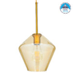 GLOBOSTAR® AMARIS 00869 Μοντέρνο Κρεμαστό Φωτιστικό Οροφής με Ντουί 1 x E27 AC 220-240V IP20 - Χρυσό Πλατίνα & Μελί - Μ22 x Π22 x Y22cm