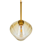 GLOBOSTAR® AMARIS 00869 Μοντέρνο Κρεμαστό Φωτιστικό Οροφής με Ντουί 1 x E27 AC 220-240V IP20 - Χρυσό Πλατίνα & Μελί - Μ22 x Π22 x Y22cm - Image 6