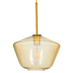 GLOBOSTAR® AMARIS 00870 Μοντέρνο Κρεμαστό Φωτιστικό Οροφής με Ντουί 1 x E27 AC 220-240V IP20 - Χρυσό Πλατίνα & Μελί - Μ30 x Π30 x Y22cm - Image 4