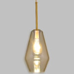 GLOBOSTAR® AMARIS 00871 Μοντέρνο Κρεμαστό Φωτιστικό Οροφής με Ντουί 1 x E27 AC 220-240V IP20 - Χρυσό Πλατίνα & Μελί - Μ17 x Π17 x Υ30cm - Image 2