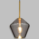 GLOBOSTAR® AMARIS 00872 Μοντέρνο Κρεμαστό Φωτιστικό Οροφής με Ντουί 1 x E27 AC 220-240V IP20 - Χρυσό Πλατίνα & Μαύρο Φιμέ - Μ22 x Π22 x Y22cm - Image 2