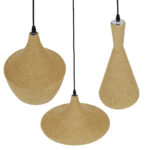 GLOBOSTAR® SHANGHAI ROPE 00875 Μοντέρνo Κρεμαστό Φωτιστικό Οροφής με Ντουί 3 x E27 AC 220-240V IP20 - Μπεζ & Χρυσό - Μ81 x Π81 x Υ39cm - Σετ 3 Τεμαχίων - Image 5
