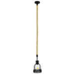 GLOBOSTAR® MASON 00881 Vintage Κρεμαστό Φωτιστικό Οροφής με Ντουί 1 x E27 AC 220-240V IP20 - Μαύρο & Μπεζ - Μ15 x Π15 x Υ24cm - Image 3
