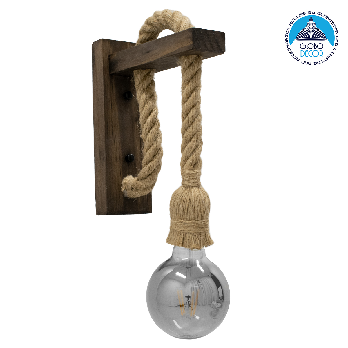 00883_1 GLOBOSTAR® KENSI 00883 Boho Φωτιστικό Τοίχου - Απλίκα με Ντουί 1 x E27 AC 220-240V IP20 - Καφέ & Μπεζ - Μ7 x Π19 x Υ28cm - Image 1