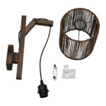 GLOBOSTAR® CASTI 00887 Boho Φωτιστικό Τοίχου - Απλίκα με Ντουί 1 x E27 AC 220-240V IP20 - Καφέ - Μ18 x Π30 x Υ75cm - Image 6