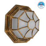 GLOBOSTAR® RUBY 00913 Vintage Φωτιστικό Οροφής με Ντουί 1 x E27 AC 220-240V IP20 - Χάλκινο Εφέ Σκουριάς - Μ21 x Π21 x Υ10cm