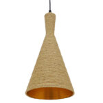 GLOBOSTAR® SHANGHAI 00918 Boho Κρεμαστό Φωτιστικό Οροφής με Ντουί 1 x E27 AC 220-240V IP20 - Μπεζ & Χρυσό - Μ19 x Π19 x Υ38cm - Image 6