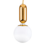 GLOBOSTAR® MAVERICK 00943 Μοντέρνο Κρεμαστό Φωτιστικό Οροφής με Ντουί 1 x E27 AC 220-240V IP20 - Χρυσό & Λευκό - Μ15 x Π15 x Υ33cm - Image 2
