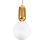 GLOBOSTAR® MAVERICK 00943 Μοντέρνο Κρεμαστό Φωτιστικό Οροφής με Ντουί 1 x E27 AC 220-240V IP20 - Χρυσό & Λευκό - Μ15 x Π15 x Υ33cm - Image 5