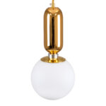 GLOBOSTAR® MAVERICK 00943 Μοντέρνο Κρεμαστό Φωτιστικό Οροφής με Ντουί 1 x E27 AC 220-240V IP20 - Χρυσό & Λευκό - Μ15 x Π15 x Υ33cm - Image 6