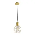 GLOBOSTAR® CAGE 00950 Vintage Κρεμαστό Φωτιστικό Οροφής με Ντουί 1 x E27 AC 220-240V IP20 - Χρυσό - Μ15 x Π15 x Y21cm - Image 3
