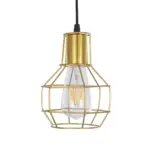GLOBOSTAR® CAGE 00950 Vintage Κρεμαστό Φωτιστικό Οροφής με Ντουί 1 x E27 AC 220-240V IP20 - Χρυσό - Μ15 x Π15 x Y21cm - Image 4