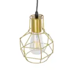 GLOBOSTAR® CAGE 00950 Vintage Κρεμαστό Φωτιστικό Οροφής με Ντουί 1 x E27 AC 220-240V IP20 - Χρυσό - Μ15 x Π15 x Y21cm - Image 6