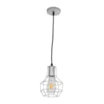 GLOBOSTAR® CAGE 00951 Vintage Κρεμαστό Φωτιστικό Οροφής με Ντουί 1 x E27 AC 220-240V IP20 - Ασημί - Μ15 x Π15 x Y21cm - Image 3