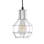 GLOBOSTAR® CAGE 00951 Vintage Κρεμαστό Φωτιστικό Οροφής με Ντουί 1 x E27 AC 220-240V IP20 - Ασημί - Μ15 x Π15 x Y21cm - Image 4