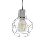 GLOBOSTAR® CAGE 00951 Vintage Κρεμαστό Φωτιστικό Οροφής με Ντουί 1 x E27 AC 220-240V IP20 - Ασημί - Μ15 x Π15 x Y21cm - Image 5