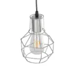 GLOBOSTAR® CAGE 00951 Vintage Κρεμαστό Φωτιστικό Οροφής με Ντουί 1 x E27 AC 220-240V IP20 - Ασημί - Μ15 x Π15 x Y21cm - Image 6