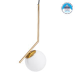 GLOBOSTAR® MONROE 00958 Μοντέρνο Κρεμαστό Φωτιστικό Οροφής με Ντουί 1 x E27 AC 220-240V IP20 - Χρυσό & Λευκό - Μ15 x Π15 x Υ49cm
