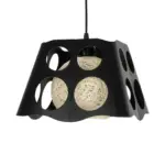 GLOBOSTAR® CARTER 00962 Μοντέρνο Κρεμαστό Φωτιστικό Οροφής με Ντουί 1 x E27 AC 220-240V IP20 - Μαύρο & Μπεζ - Μ28 x Π28 x Υ22cm - Image 4