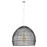 GLOBOSTAR® MALIBU 00966 Boho Κρεμαστό Φωτιστικό Οροφής με Ντουί 1 x E27 AC 220-240V IP20 - Μαύρο - Μ100 x Π100 x Y86cm - Image 3