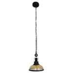 GLOBOSTAR® BILLIARD 00971 Vintage Κρεμαστό Φωτιστικό Οροφής με Ντουί 1 x E27 AC 220-240V IP20 - Mαύρο & Μελί - Μ25 x Π25 x Υ29cm - Image 3