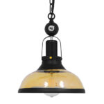 GLOBOSTAR® BILLIARD 00971 Vintage Κρεμαστό Φωτιστικό Οροφής με Ντουί 1 x E27 AC 220-240V IP20 - Mαύρο & Μελί - Μ25 x Π25 x Υ29cm - Image 4