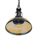 GLOBOSTAR® BILLIARD 00971 Vintage Κρεμαστό Φωτιστικό Οροφής με Ντουί 1 x E27 AC 220-240V IP20 - Mαύρο & Μελί - Μ25 x Π25 x Υ29cm - Image 6