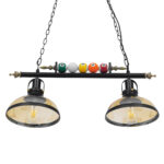 GLOBOSTAR® BILLIARD 00972 Vintage Κρεμαστό Φωτιστικό Οροφής με Ντουί 2 x E27 AC 220-240V IP20 - Mαύρο & Μελί - Μ71 x Π25 x Υ30cm - Image 6