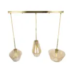 GLOBOSTAR® AMARIS 00977 Μοντέρνο Κρεμαστό Φωτιστικό Οροφής με Ντουί 3 x E27 AC 220-240V IP20 - Χρυσό & Μελί - Μ75 x Π30 x Υ30cm - Image 5