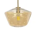 GLOBOSTAR® AMARIS 00977 Μοντέρνο Κρεμαστό Φωτιστικό Οροφής με Ντουί 3 x E27 AC 220-240V IP20 - Χρυσό & Μελί - Μ75 x Π30 x Υ30cm - Image 6