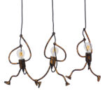 GLOBOSTAR® LITTLE MAN 00979 Μοντέρνο Κρεμαστό Φωτιστικό Οροφής με Ντουί 3 x E27 AC 220-240V IP20 - Χάλκινο - Μ70 x Π10 x Υ105cm - Image 2